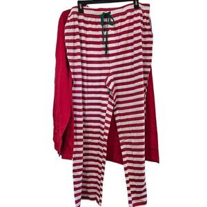 North Pole Men's Red & White Striped Cotton Knit Pajama Lounge Set NEW NWT
